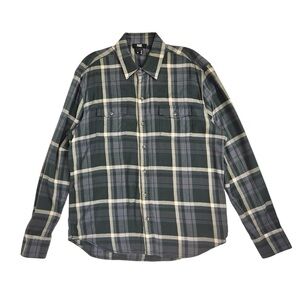 PAIGE Button Up Shirt Gray Plaid Men M Medium Button Down Long Sleeve